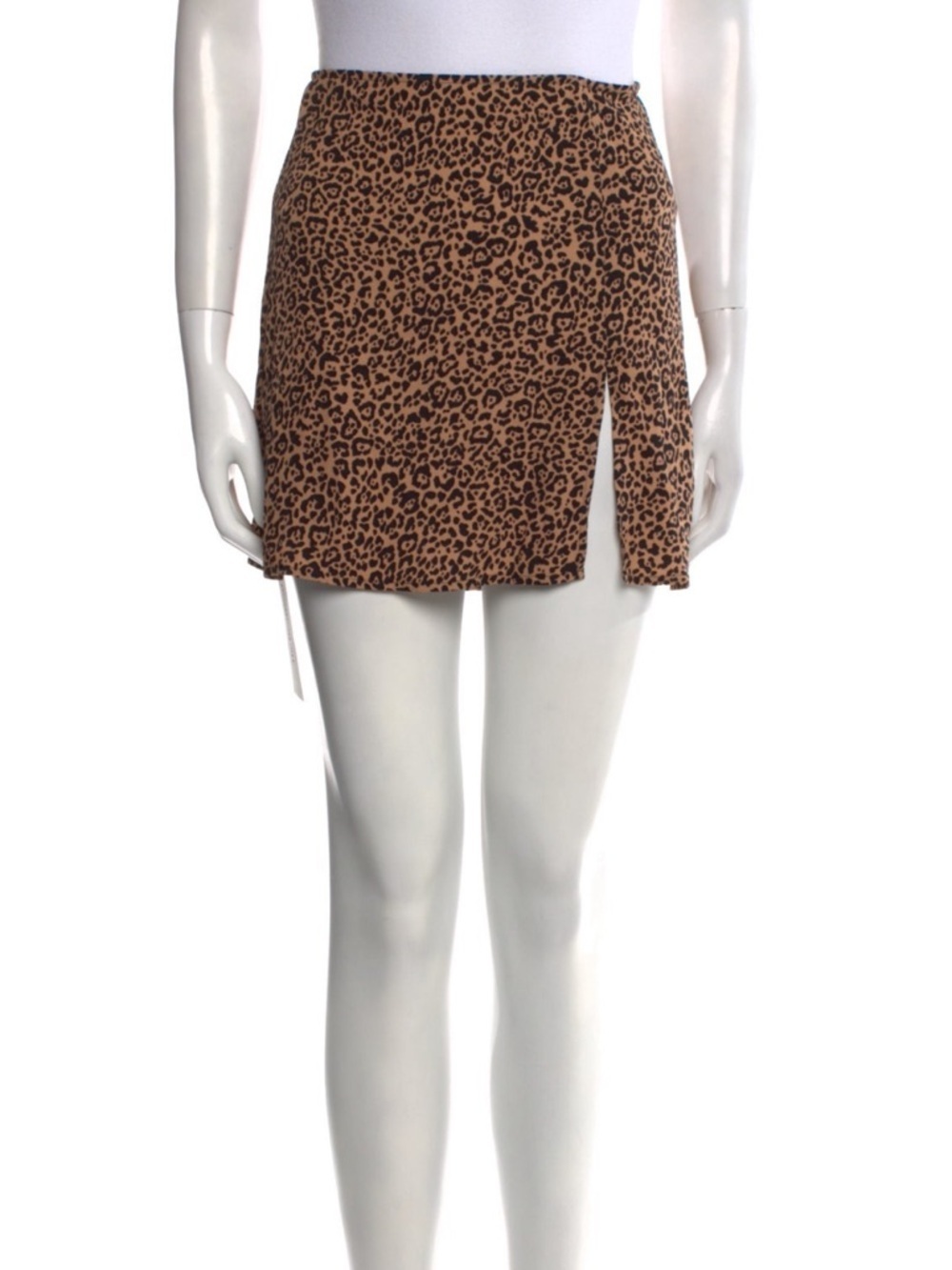 NWT Reformation Leopard Print Mini Skirt with Side Slit - Brown